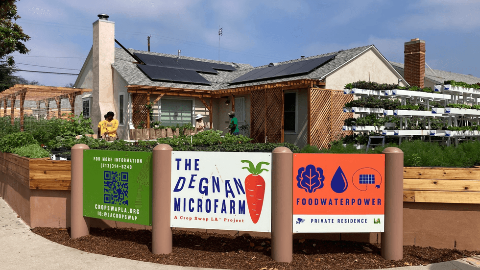 The Degnan Microfarm Sign: The Degnan Microfarm located in Leimert Park