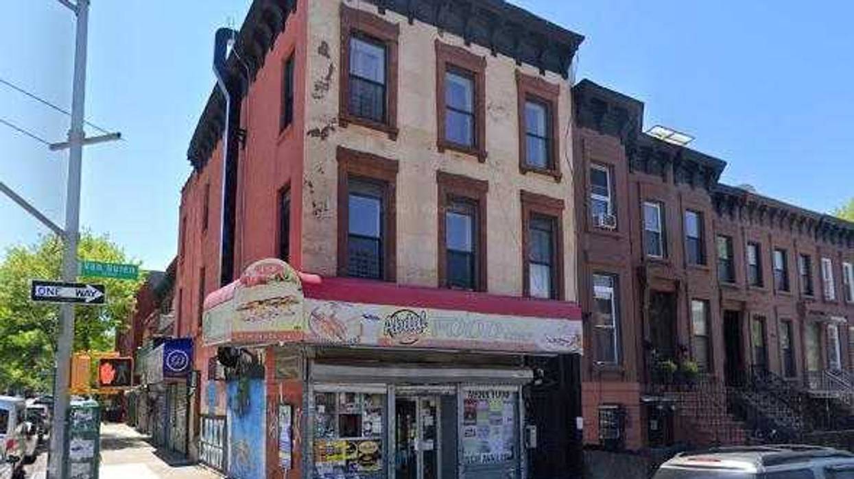 The deli on the corner of Van Buren Avenue and Marcus Garvey Boulevard where a man stabbed his ex-girlfriend to death on Sunday morning.