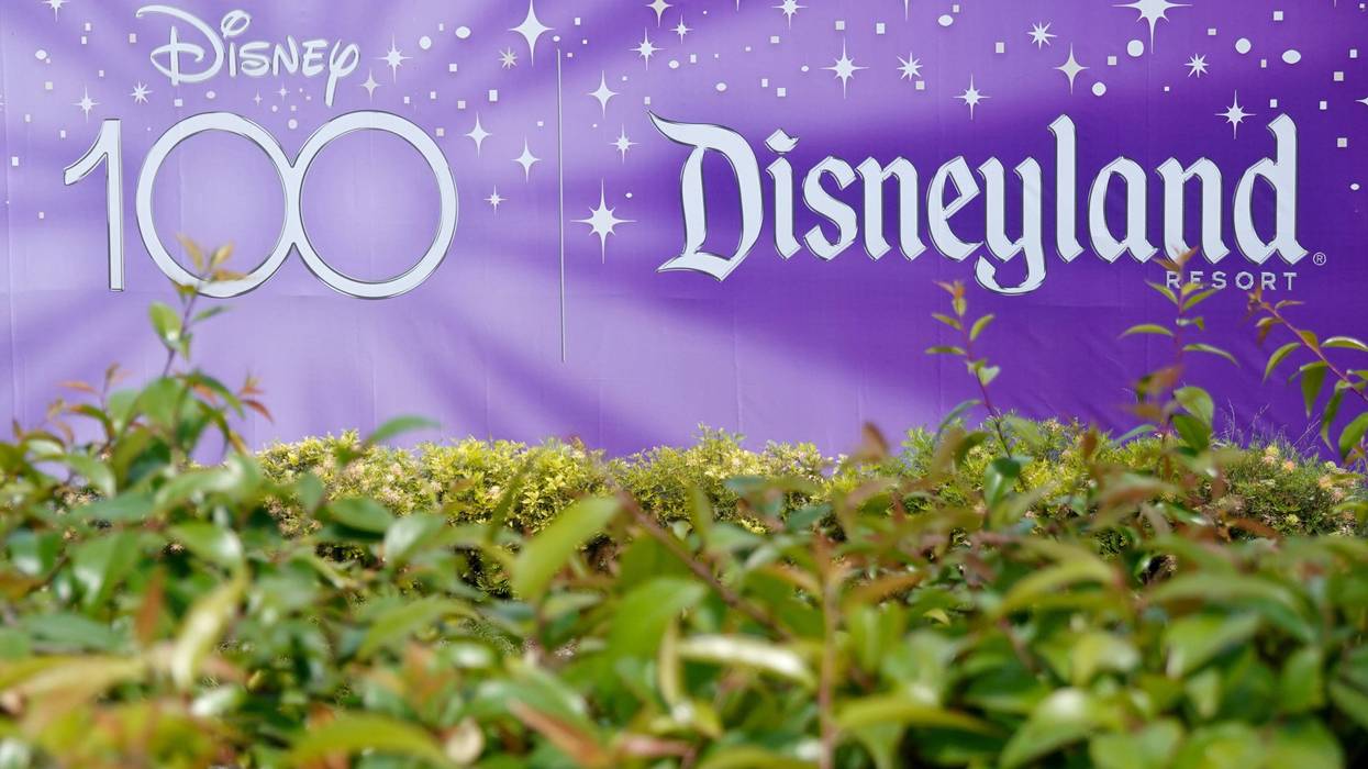 The Disneyland logo is displayed at Disneyland on April 24, 2023 in Anaheim, California.