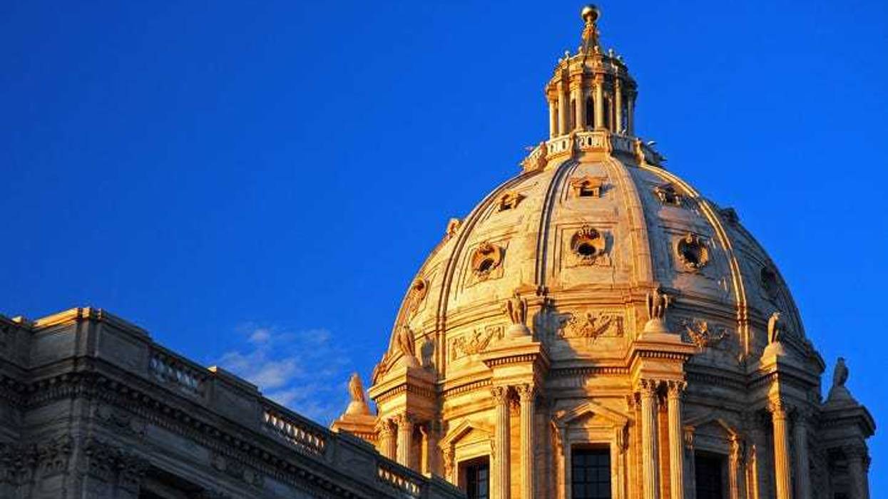 The dome of the Minnesota State Capitol, rises in St. Paul, Minnesota