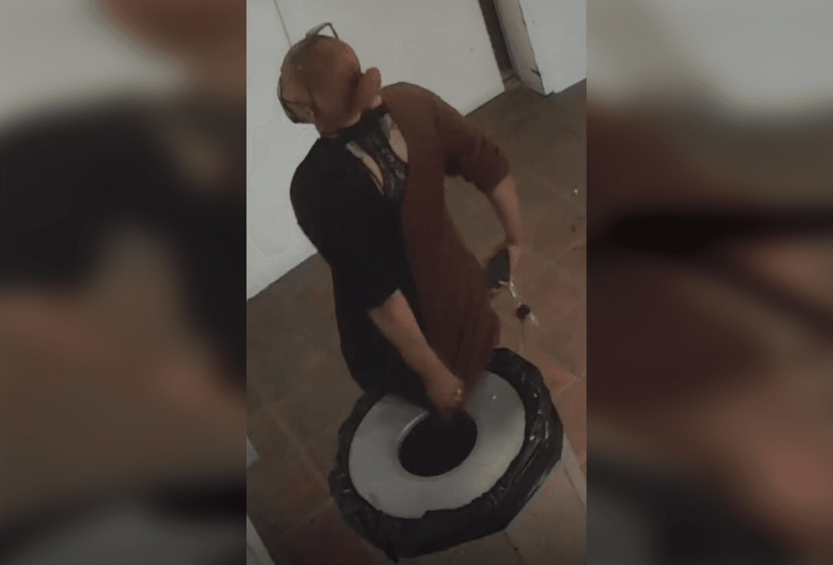 The DoorDash driver caught defecating outside a Brentwood apartment building.