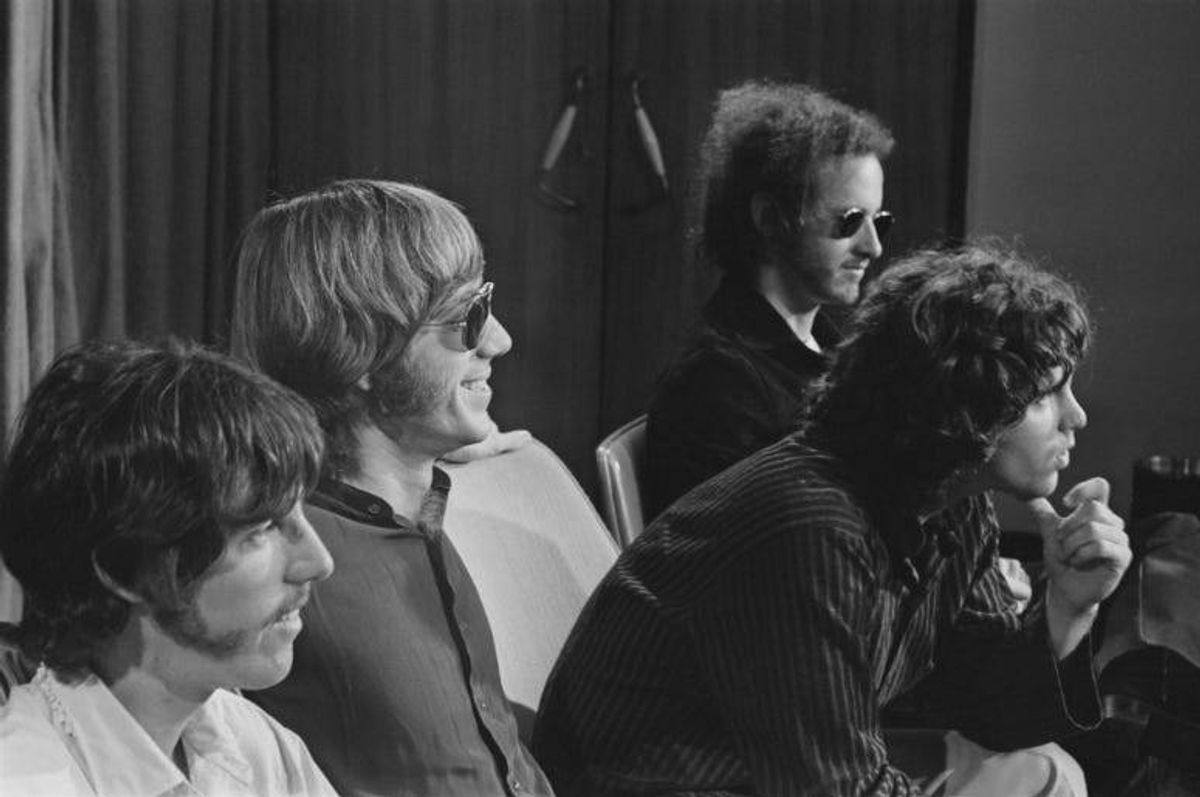 The Doors during a press conference at Heathrow Airport
