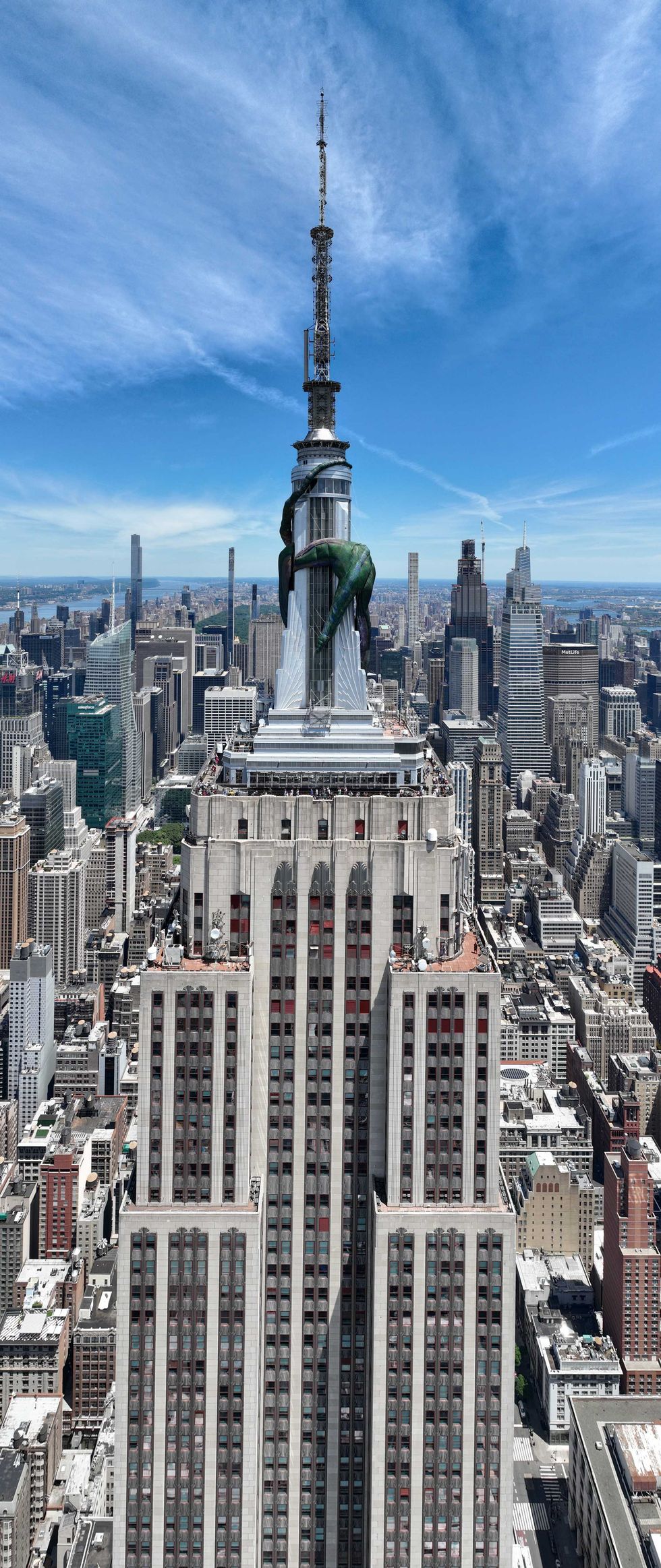 The dragon is 270 feet long, wrapping around part of the building