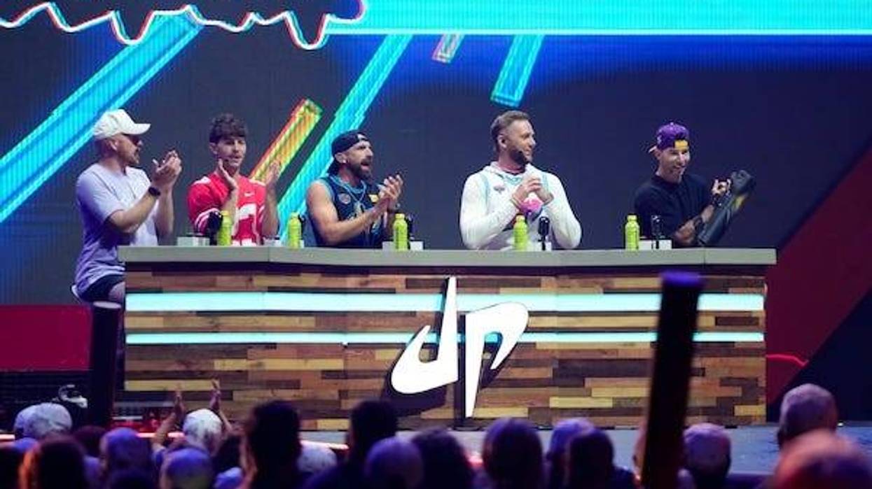 The Dude Perfect dudes show off their cool toys during the Hero Tour at the Schottenstein Center in Columbus on July 13, 2025