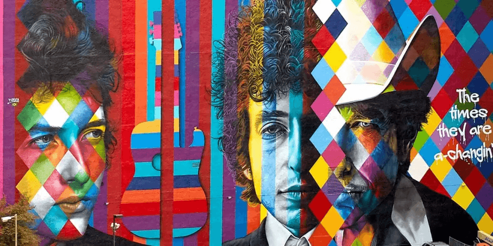 The Dylan mural in downtown Minneapolis by renowned muralist Eduardo Kobra.