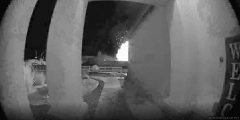 The early morning explosion caught on a neighbor