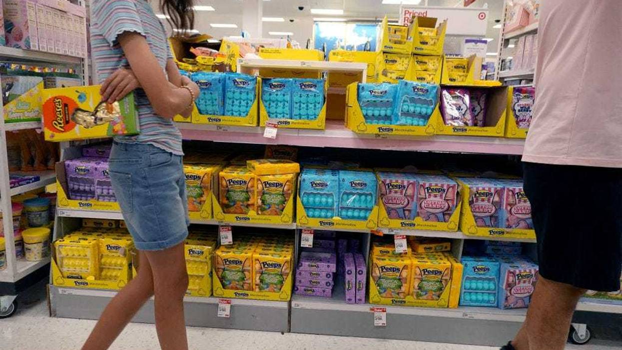 The Easter candy Peeps, made by Just Born Quality Confections, are displayed for sale on a store shelf