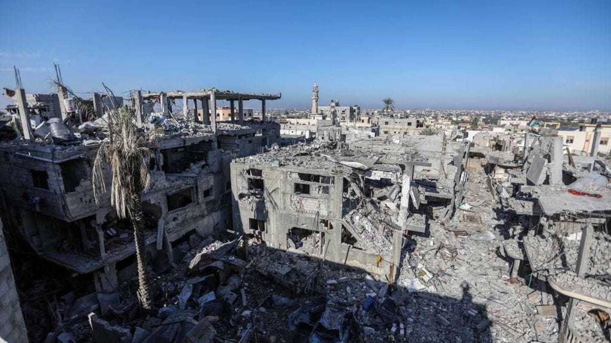 The effects of destruction caused by air strikes on homes seen on November 30, 2023 in Khan Yunis, Gaza.