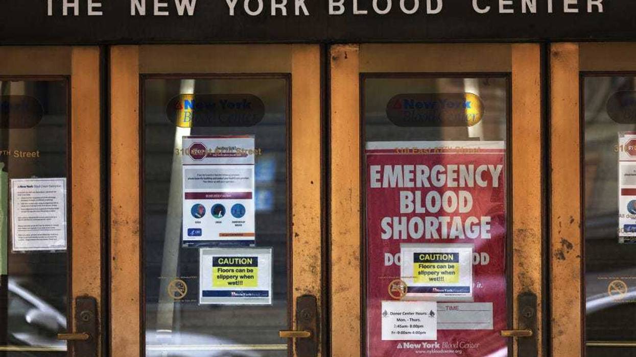 The entrance to New York Blood Center in the Upper East Side neighborhood of Manhattan on Dec. 2, 2020.