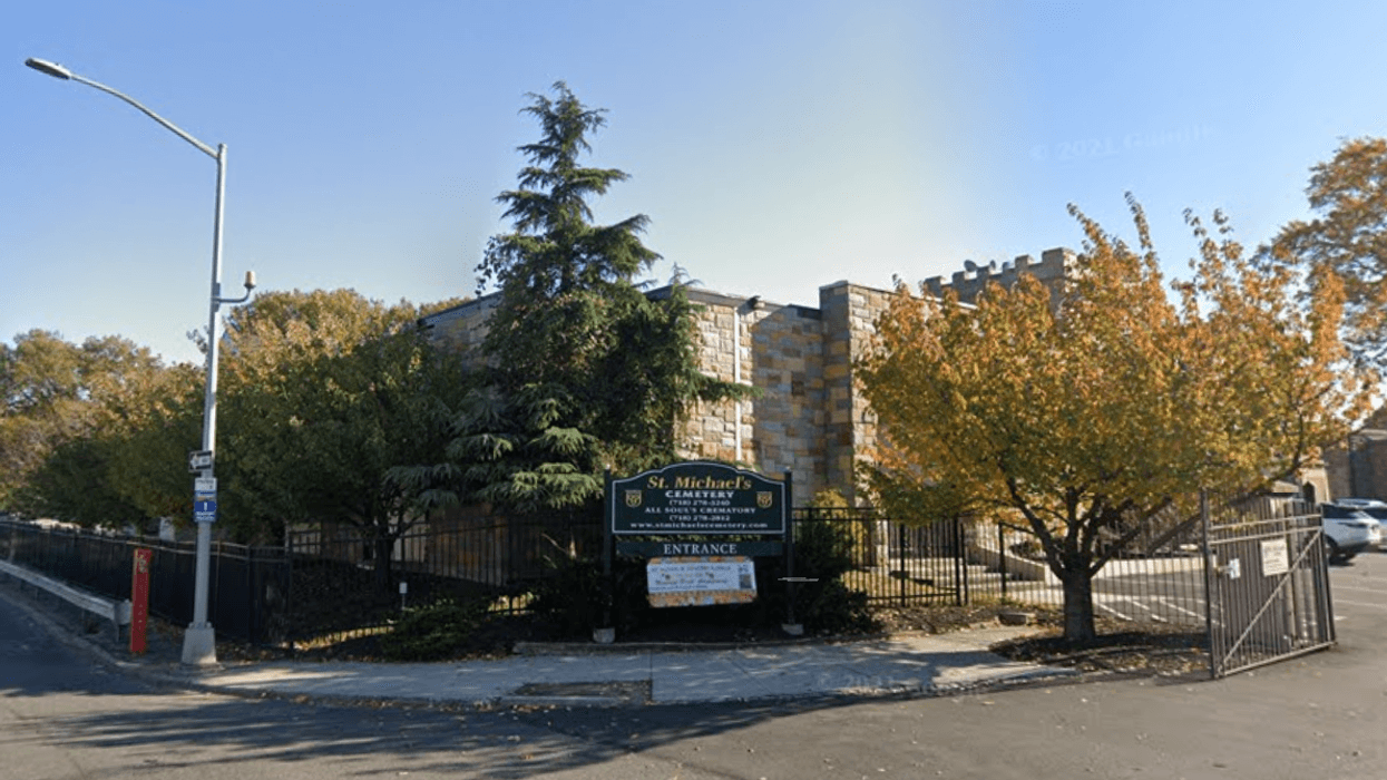 The entrance to St. Michael's Cemetery in Queens.
