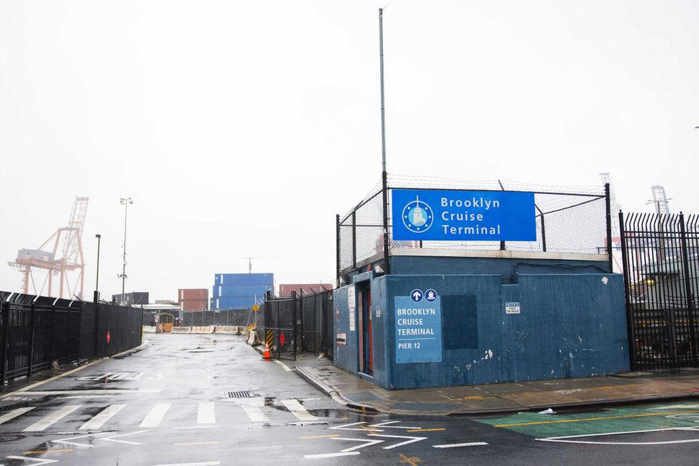 The entrance to the Brooklyn Cruise Terminal is seen on Jan. 23, 2023, in the Red Hook neighborhood of Brooklyn. Mayor Eric Adams announced that a new migrant relief center for single adult men will open soon at the Brooklyn Cruise Terminal