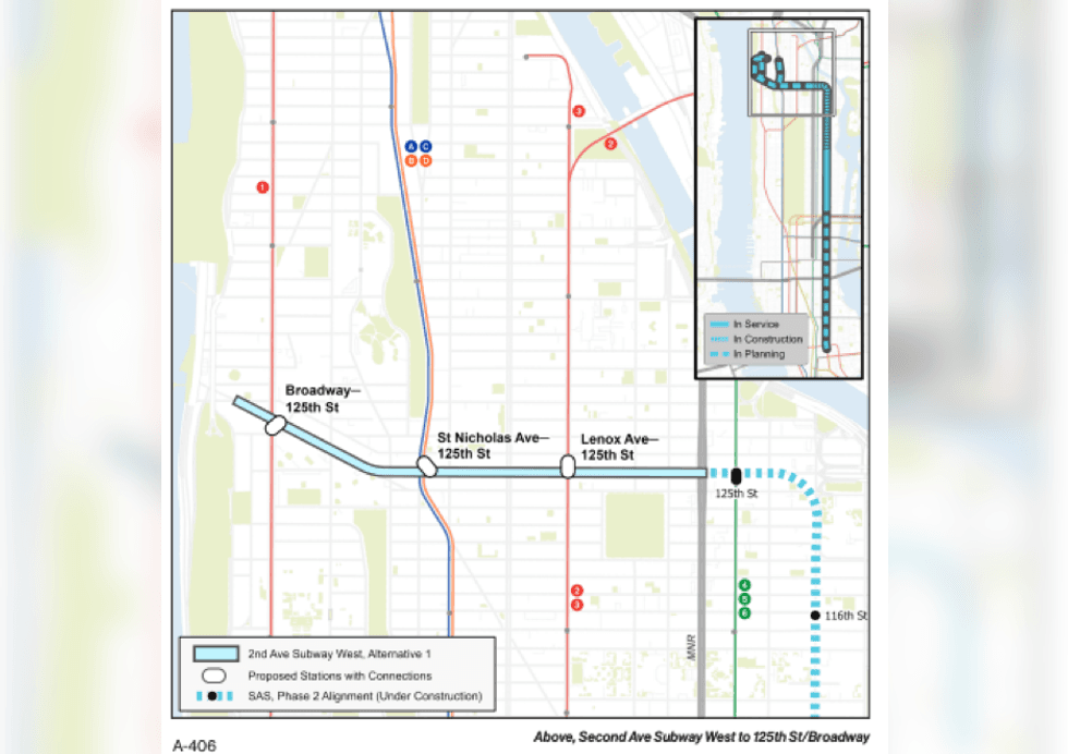 The expansion would add three Q stops along 125th Street in Harlem