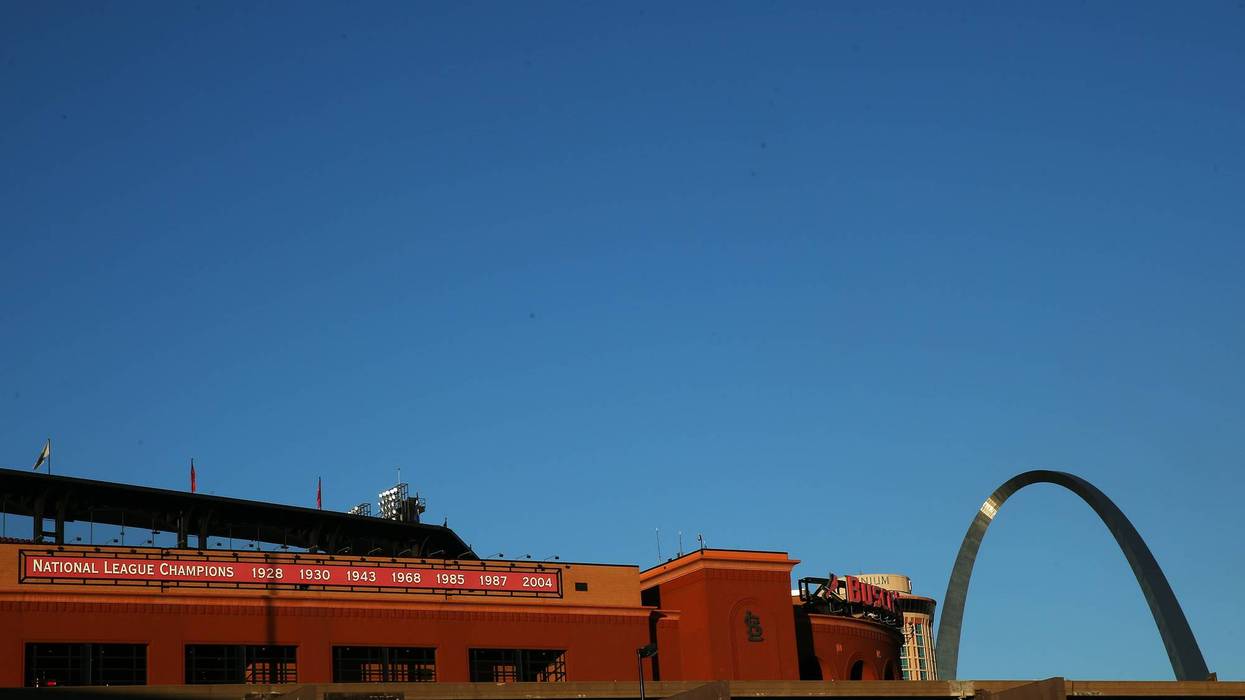 The exterior of Busch Stadium and the Gateway Arch are seen before Game Four of the 2013 World Series between the St. Louis Cardinals and the Boston Red Sox on October 27, 2013 in St Louis, Missouri.