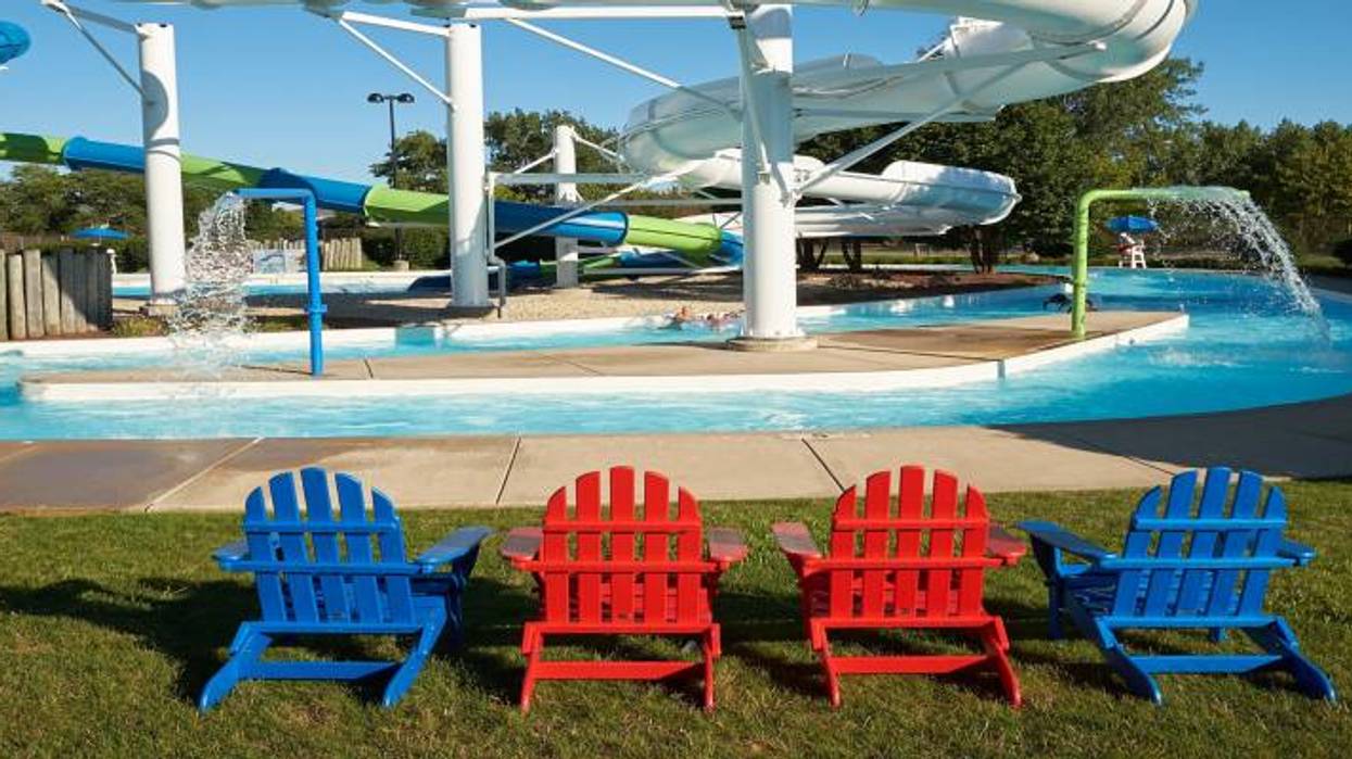 The facility features multiple water slides, a lazy river and children's splash areas