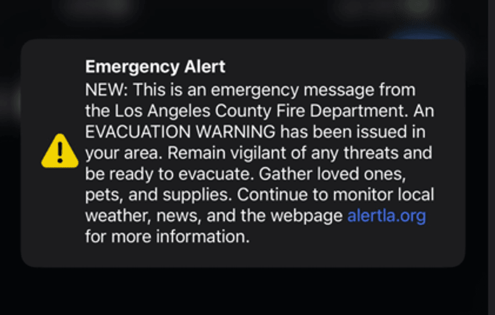 The fake emergency alert sent out on Friday morning.