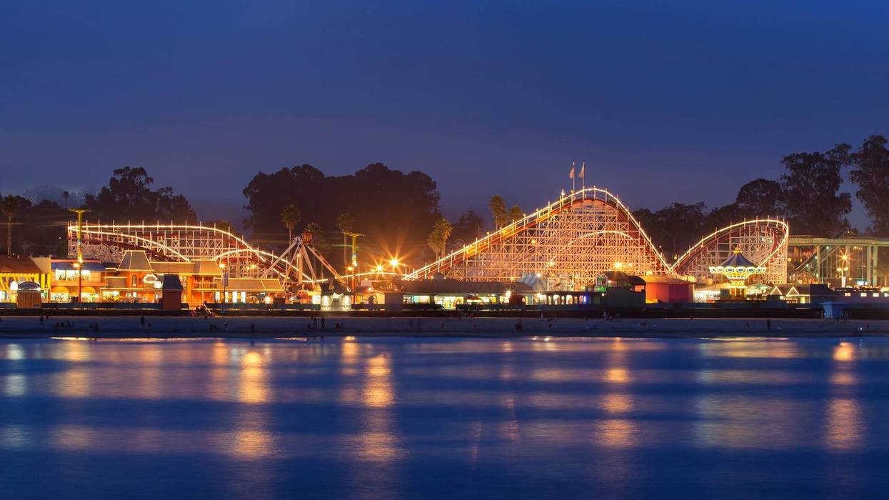 The famous Santa Cruz Beach Boardwalk, seen at night in this undated photo.