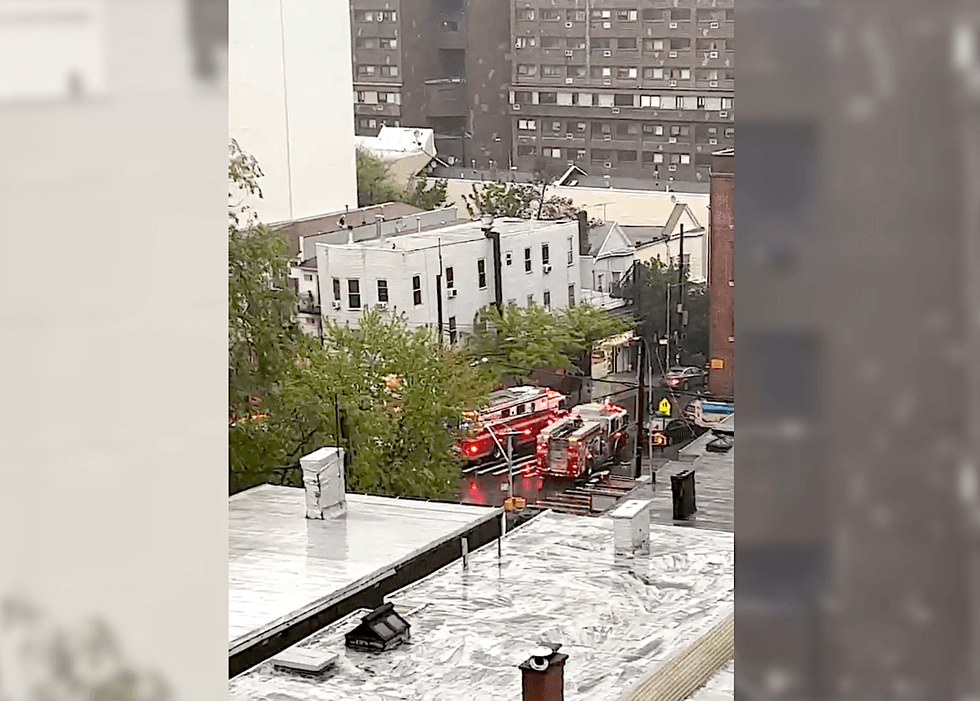 The FDNY at the scene of a partial wall collapse in the Tremont section of the Bronx on Sunday evening