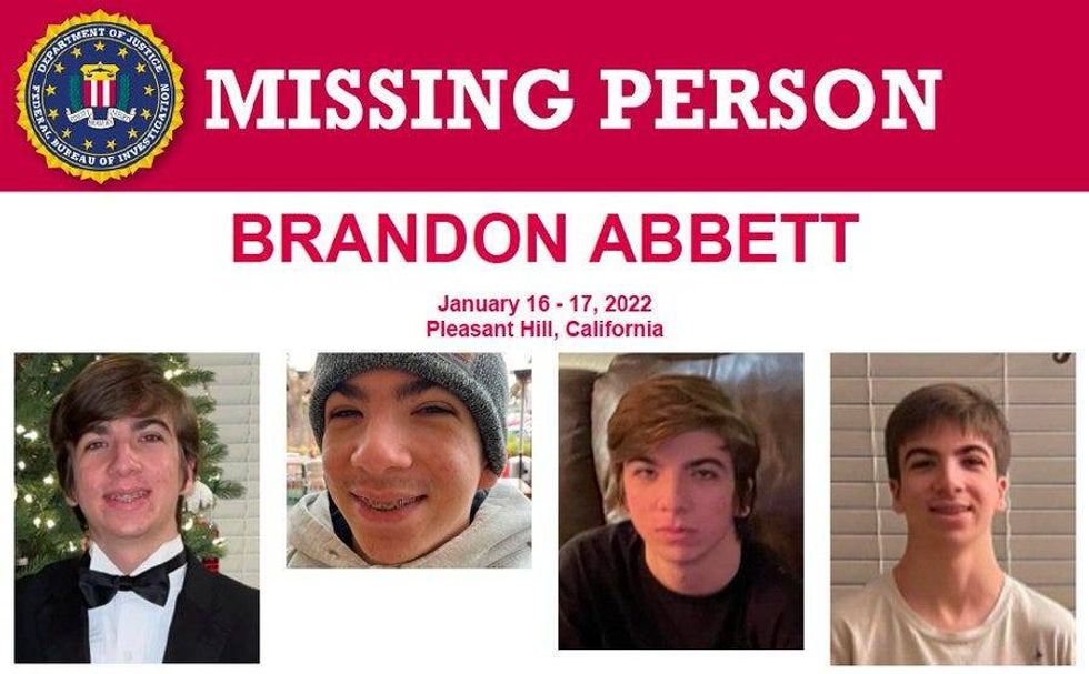 The Federal Bureau of Investigation San Francisco and the Pleasant Hill Police Department are asking for the public’s help to find a 15-year-old boy who has been missing for eight weeks.
