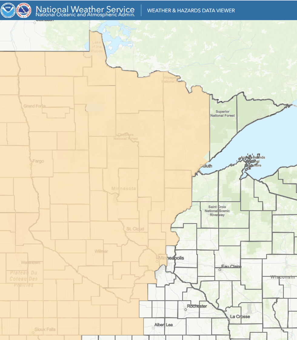The Fire Watch covering the majority of Minnesota on Sunday, May 11.
