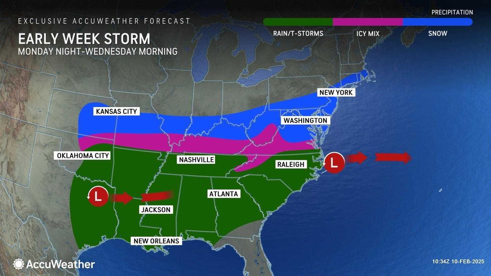 The first storm will come up from the south, so the Hudson Valley is expected to get less precipitation than NYC and parts of New Jersey