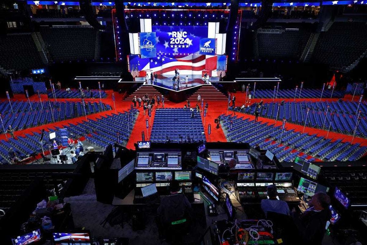 The Fiserv Forum is host to the Republican National Convention in Milwaukee, Wisconsin.