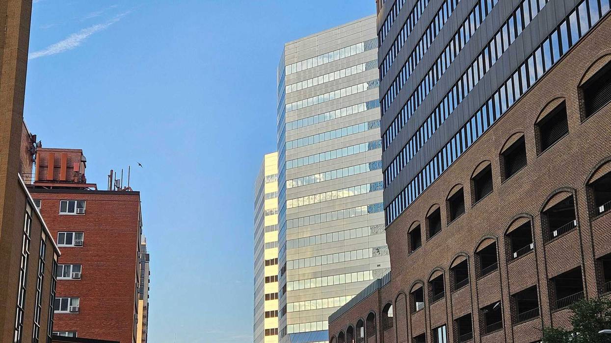 The Forum buildings (silver, center) sold for 90% less than they did in 2019.