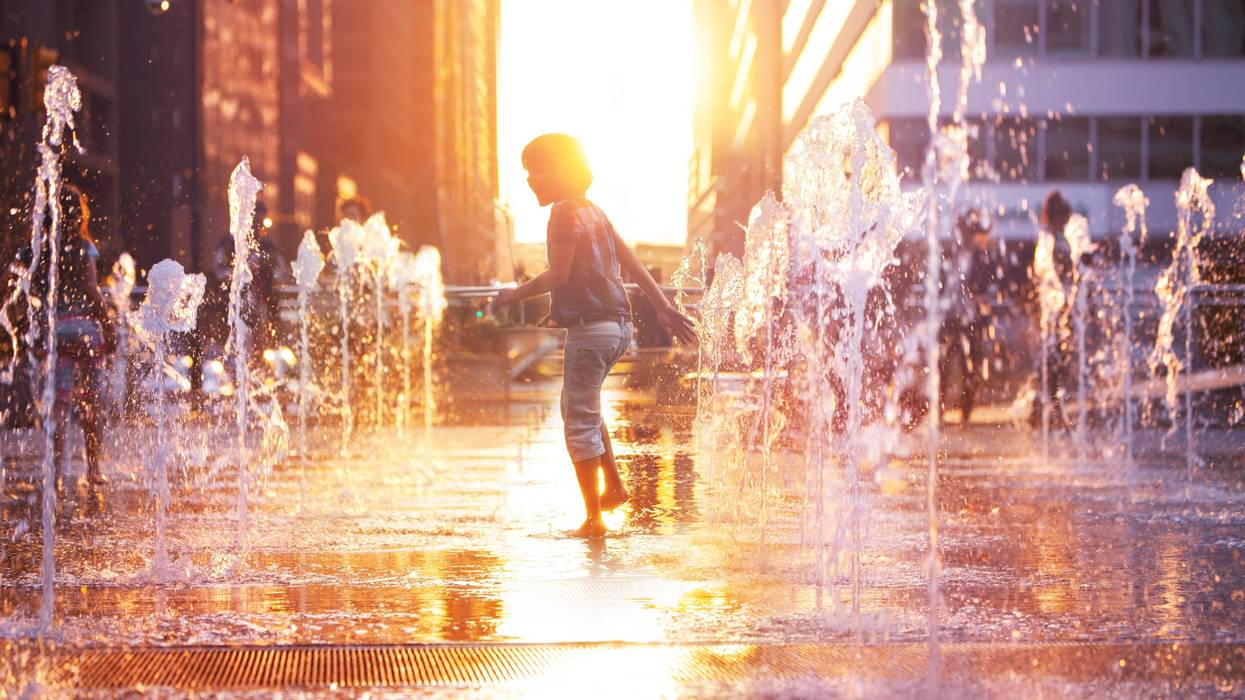 The fountains at Dilworth Park, outside of Philadelphia City Hall, a popular place in the summer.