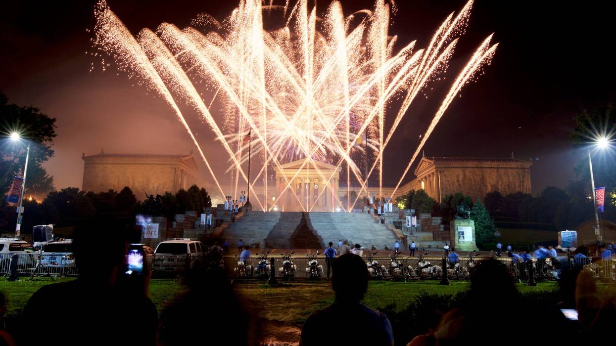The Fourth of July Independence Day celebrations close with fireworks display over the Art Museum steps, in Philadelphia, PA, on July 4th, 2017.