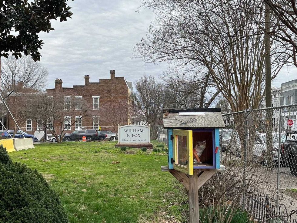 The fox elementary sign out front of the school