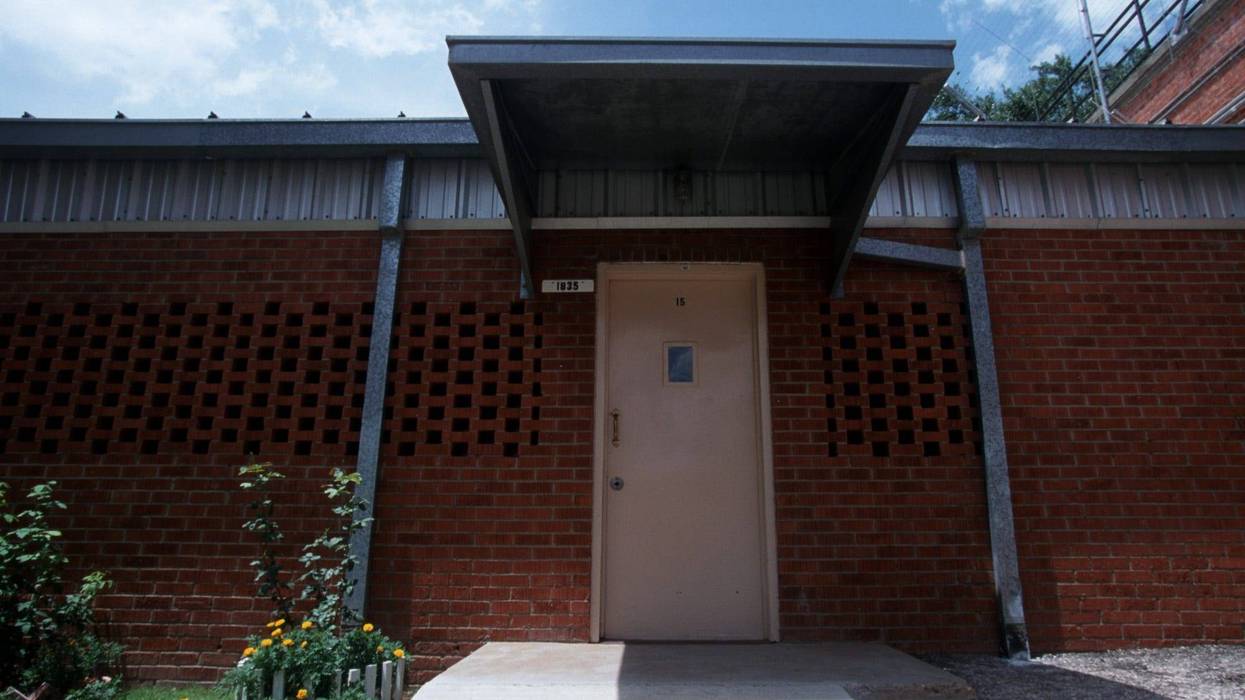The front door to the Texas death chamber in Huntsville, Texas on June 23, 2000.