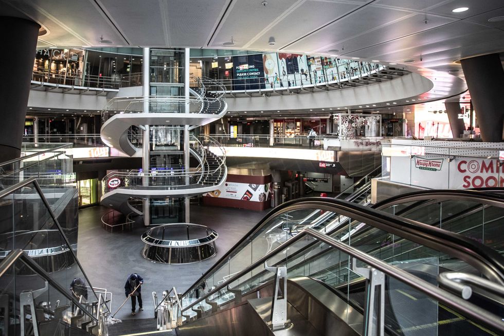 The Fulton Center subway station is shown virtually empty on April 30, 2020 in New York City. All non-essential businesses in New York state have been closed or have had their workers work from home since March 22.