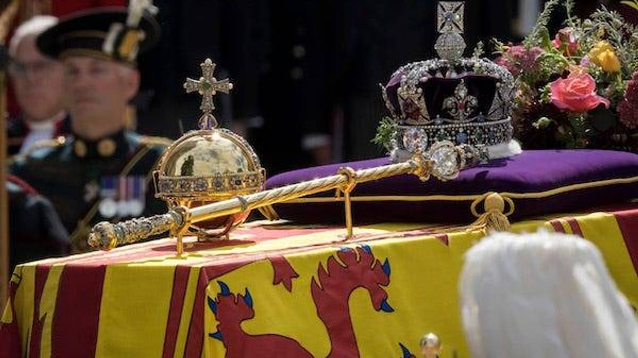 The funeral procession for Queen Elizabeth II leaves Westminster Abbey