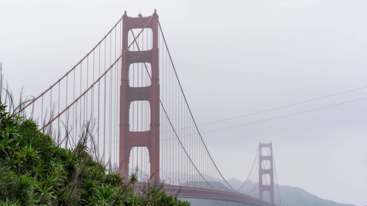 The Golden Gate Bridge With Fog in the Sky on an Overcast Day San Francisco California