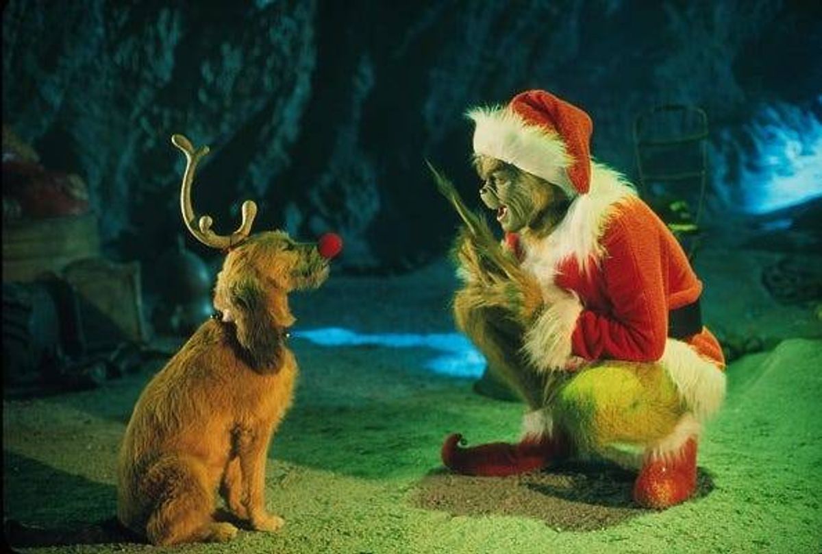 The Grinch and his dog plot to ruin Christmas.