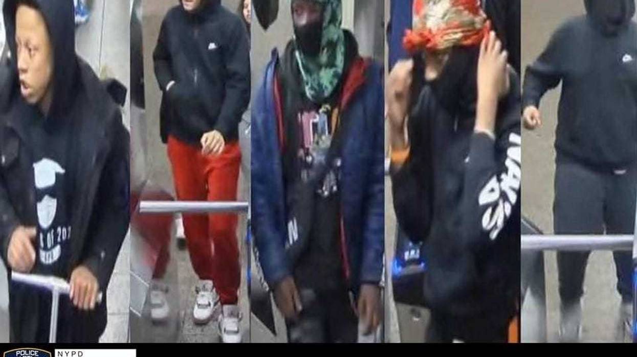 The group of teens poliece believe beat and robbed a man on a soutbound 2 train in Manhattan on Saturday.