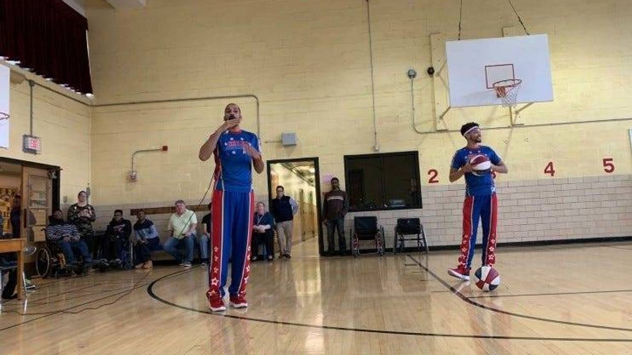 The Harlem Globetrotters at Widener Memorial School in Philadelphia.