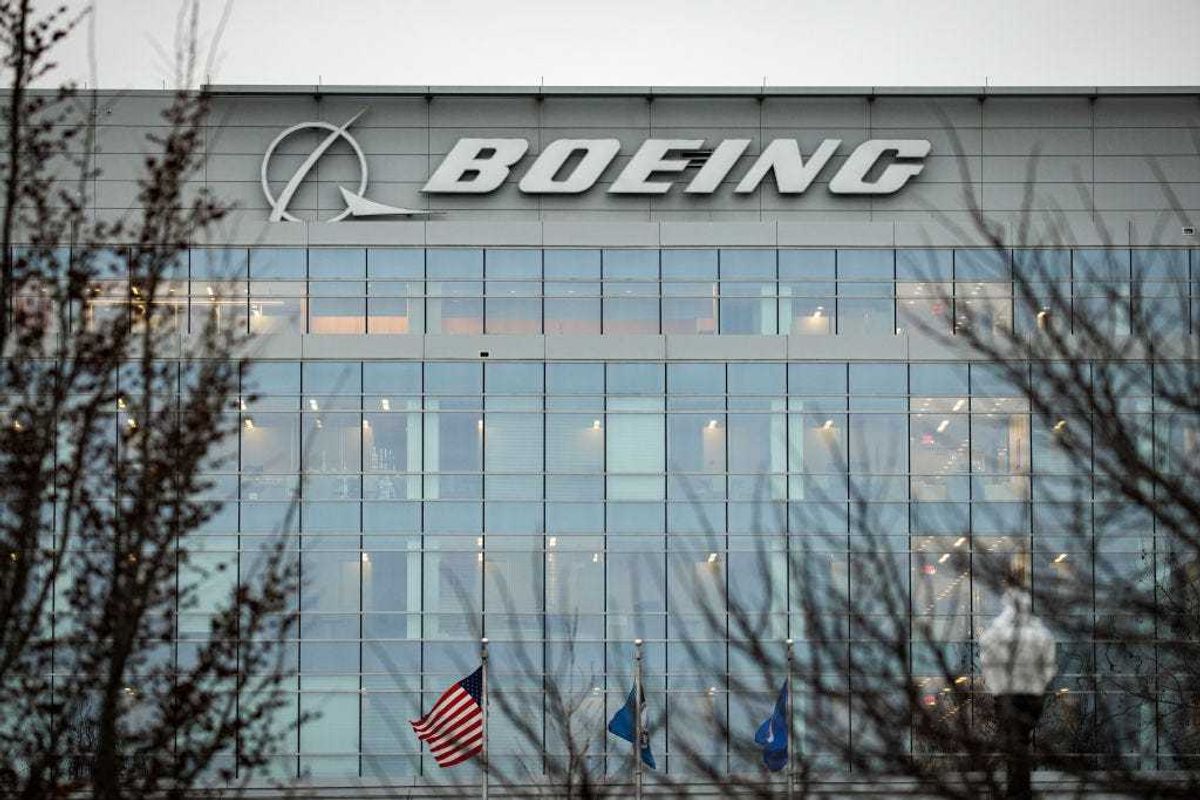 The headquarters for The Boeing Company is seen on January 31, 2024 in Arlington, Virginia. Boeing is releasing their first quarterly earnings report after the recent incident where a door panel blew out on their troubled Max 9 aircraft mid flight.