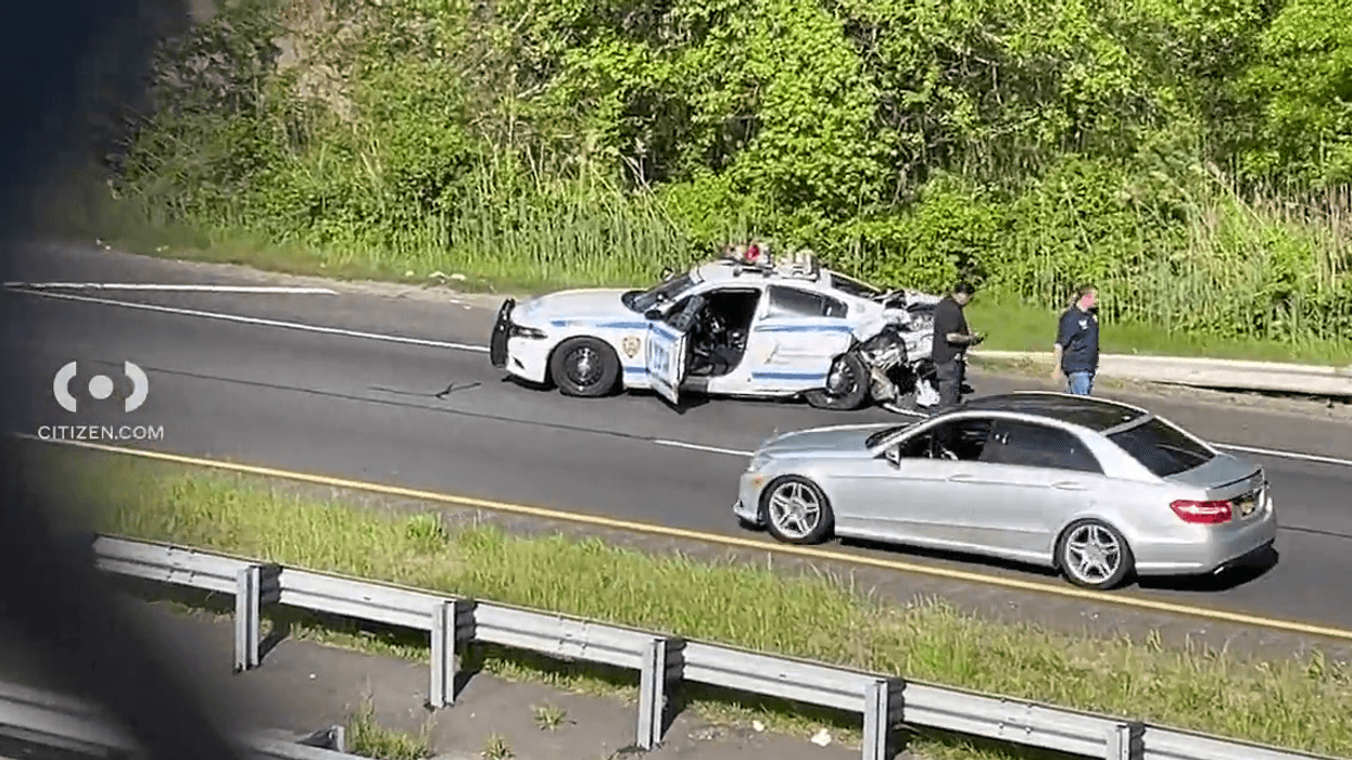 The hit-and-run driver smashed into the officer's patrol car near Exit 8 on the southbound lanes of the West Shore Expressway