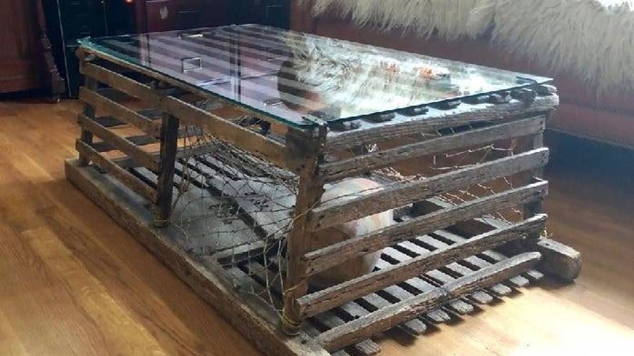 The iconic lobster trap coffee table