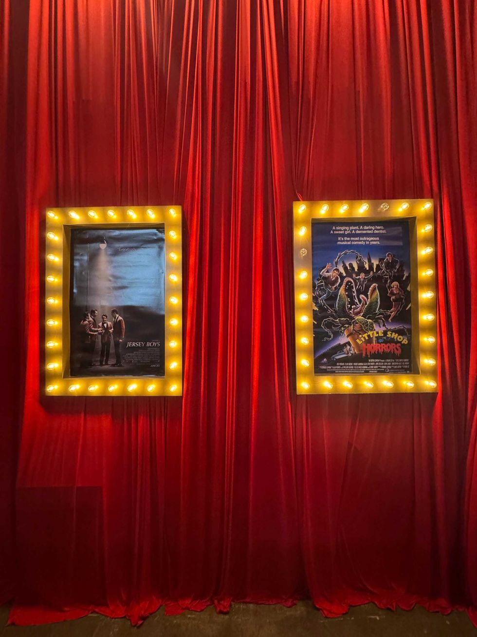 The inside of the Broadway Sing-Along pop up ba