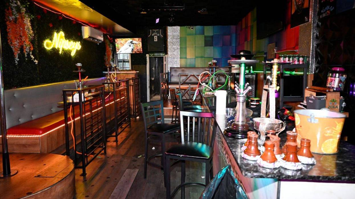 The interior of "Nipsey's Hookah Lounge" speakeasy
