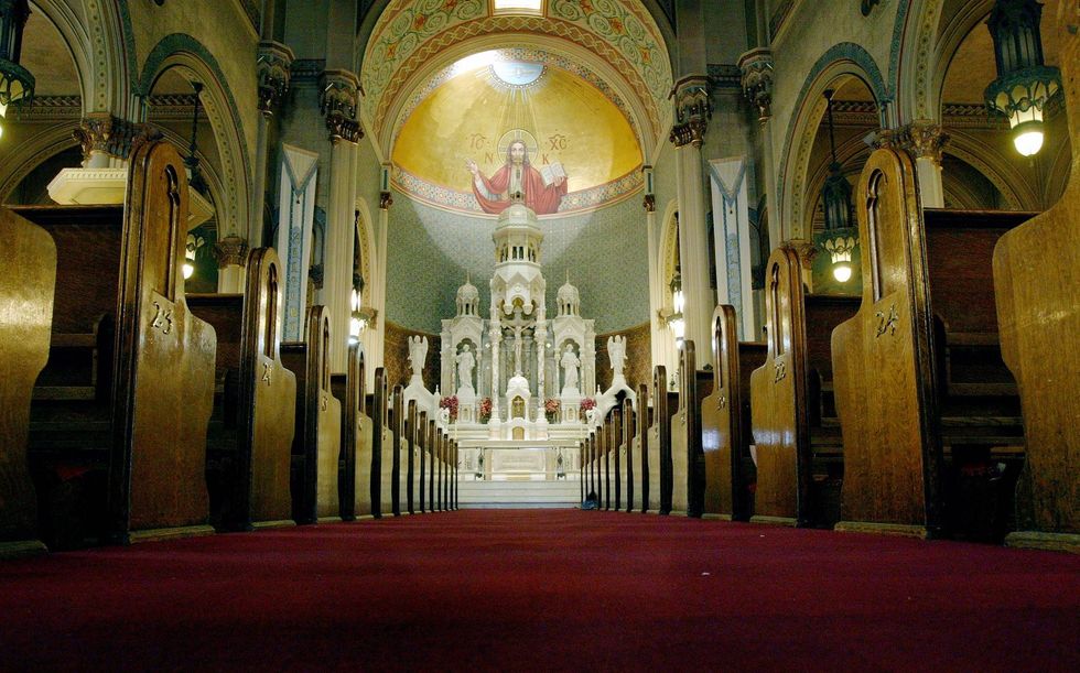 The interior of the Saints Peter and Paul Church is seen June 7, 2003 in San Francisco.