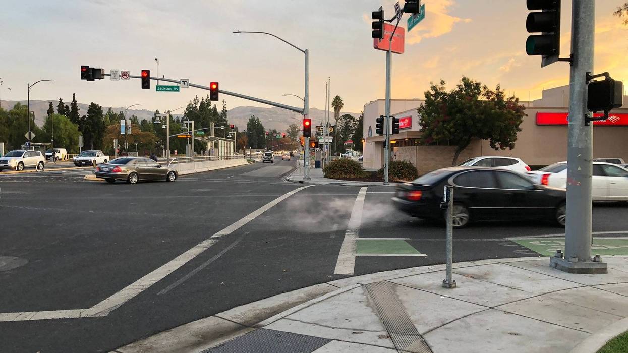 The intersection of Alum Rock Avenue at Jackson in San Jose where a fatal hit-and-run accident occurred late Tuesday night.
