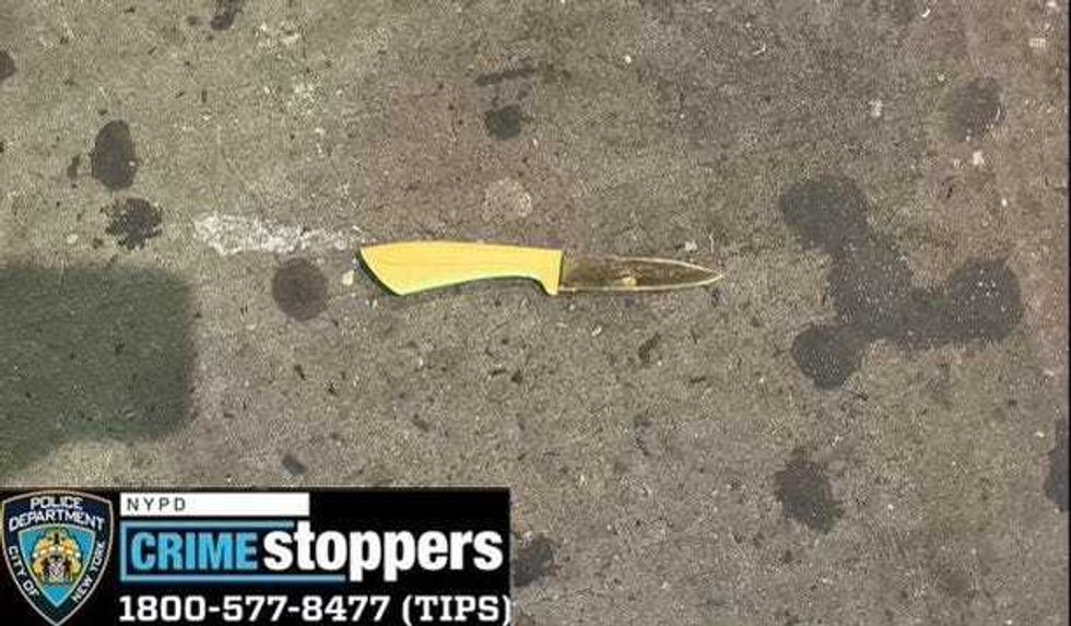 The knife recovered from the suspect fatally shot by police in Corona, Queens early Saturday morning.