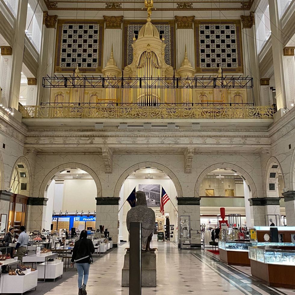 The largest functional organ in the world sounded out a slow, melancholy assortment of songs Thursday afternoon in the cavernous and mostly empty Macy