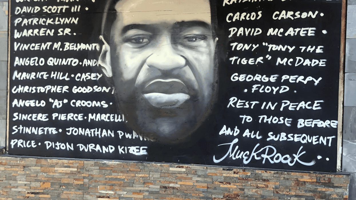 The Laugh Factory's mural featuring George Floyd before the vandalism.