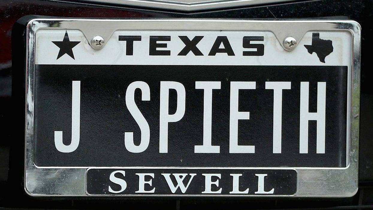 The license plate of Jordan Spieth is seen during the Final Round at AT&T Byron Nelson on May 22, 2016 in Irving, Texas.