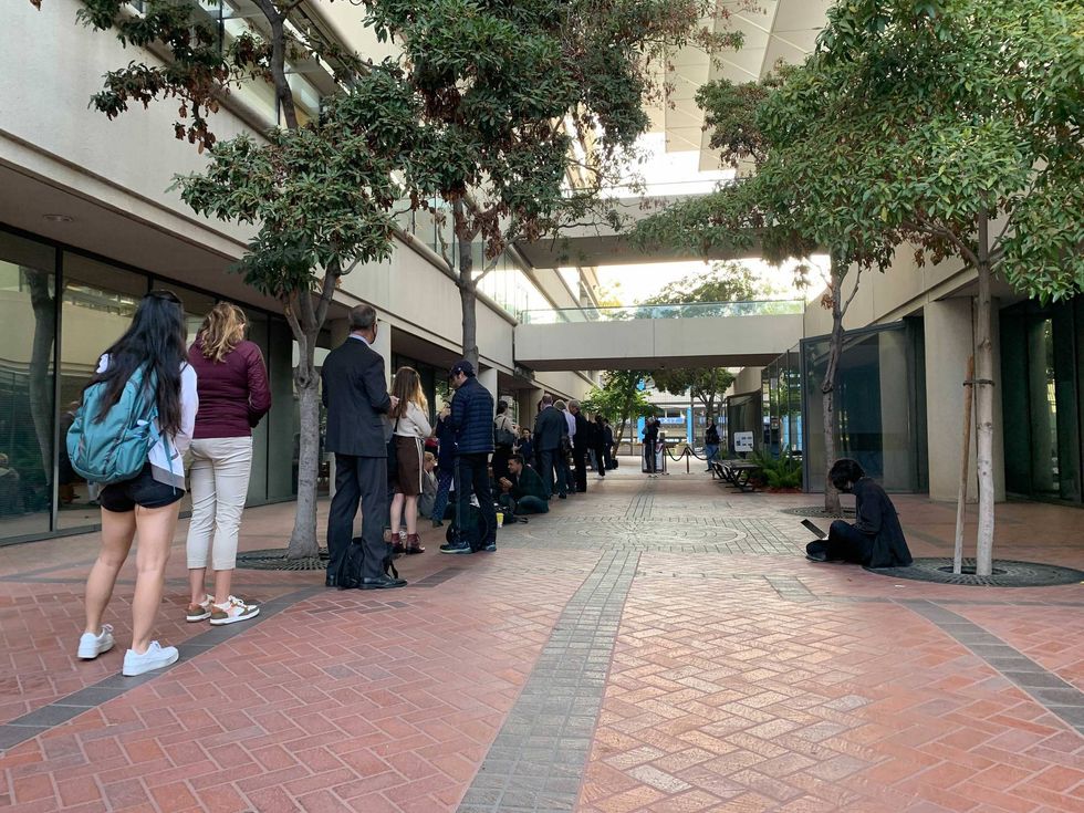 The long line to get into the courthouse early Wednesday.