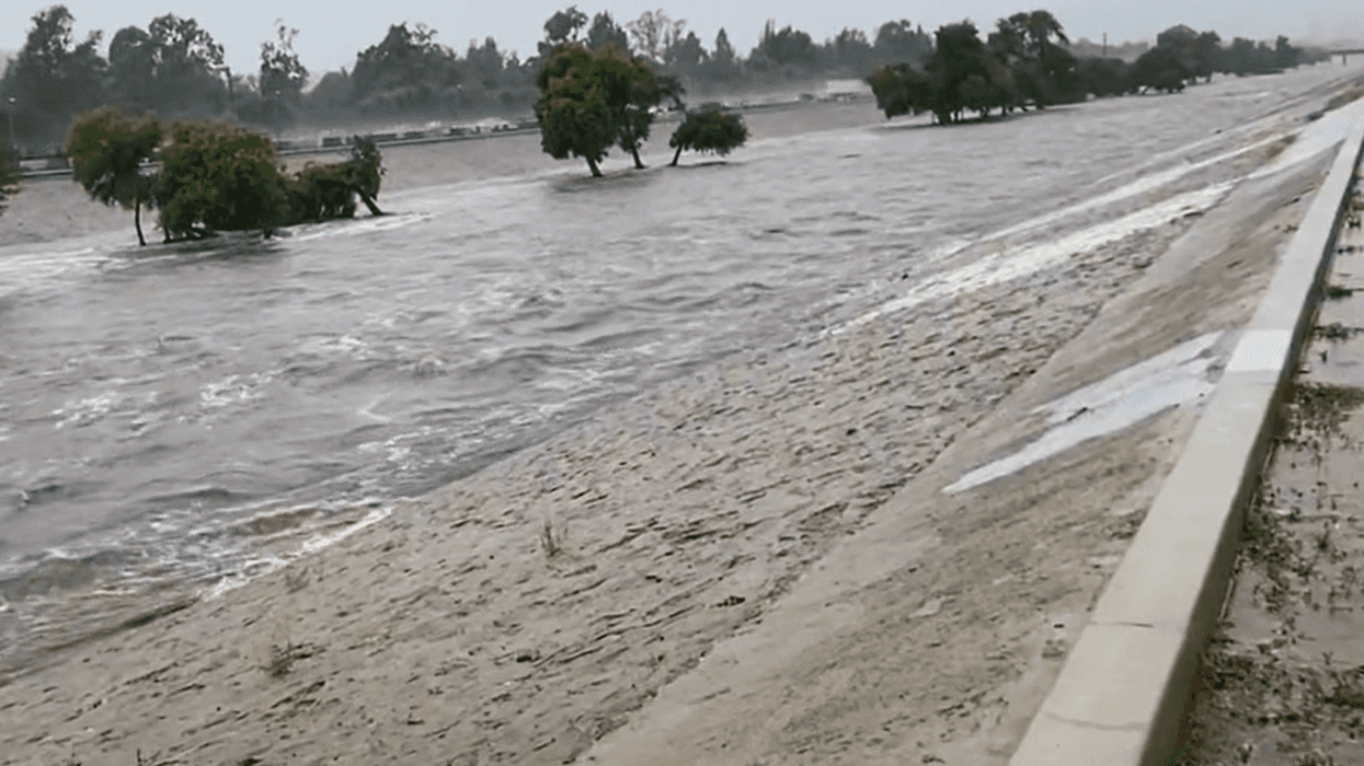 The Los Angeles River during Tropical Storm Hilary