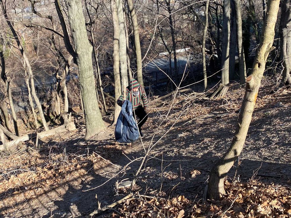 The man came down and walked up an embankment before going after a New York Post reporter and a photographer